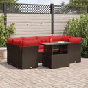 vidaXL 7-delige Loungeset met kussens poly rattan acacia zwart