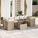 vidaXL 8-delige Loungeset met kussens poly rattan zwart