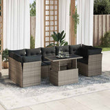 vidaXL 8-delige Loungeset met kussens poly rattan zwart