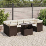 vidaXL 8-delige Loungeset met kussens poly rattan zwart
