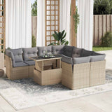 vidaXL 9-delige Loungeset met kussens poly rattan zwart
