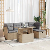 vidaXL 6-delige Loungeset met kussens poly rattan zwart