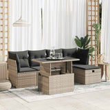 vidaXL 6-delige Loungeset met kussens poly rattan zwart