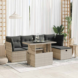 vidaXL 6-delige Loungeset met kussens poly rattan zwart