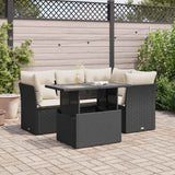 vidaXL 5-piece Lounge Set with Cushions Poly Rattan Black
