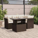 vidaXL 5-piece Lounge Set with Cushions Poly Rattan Black
