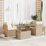 vidaXL 6-delige Loungeset met kussens poly rattan zwart