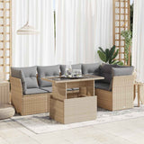 vidaXL 6-delige Loungeset met kussens poly rattan zwart