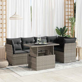 vidaXL 6-delige Loungeset met kussens poly rattan zwart