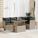 vidaXL 6-delige Loungeset met kussens poly rattan zwart