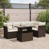 vidaXL 6-delige Loungeset met kussens poly rattan zwart