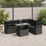 vidaXL 7-Piece Lounge Set with Cushions Poly Rattan Black