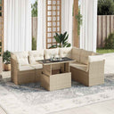vidaXL 7-Piece Lounge Set with Cushions Poly Rattan Black