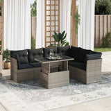vidaXL 7-Piece Lounge Set with Cushions Poly Rattan Black