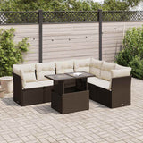vidaXL 7-Piece Lounge Set with Cushions Poly Rattan Black