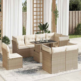 vidaXL 9-delige Loungeset met kussens poly rattan zwart