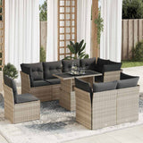 vidaXL 9-delige Loungeset met kussens poly rattan zwart