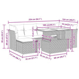 vidaXL 7-delige Loungeset met kussens poly rattan zwart
