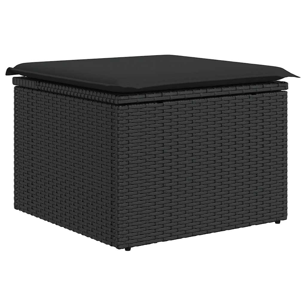 vidaXL 7-delige Loungeset met kussens poly rattan zwart
