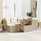 vidaXL 7-delige Loungeset met kussens poly rattan zwart