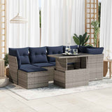 vidaXL 7-delige Loungeset met kussens poly rattan acacia zwart