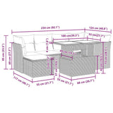 vidaXL 7-delige Loungeset met kussens poly rattan acacia zwart