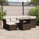 vidaXL 7-delige Loungeset met kussens poly rattan zwart