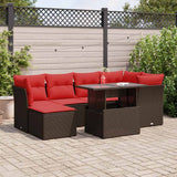 vidaXL 7-delige Loungeset met kussens poly rattan acacia zwart