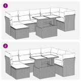 vidaXL 8-delige tuinbankset met kussens, zwart polyrotan