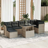 vidaXL 8-delige Loungeset met kussens poly rattan zwart