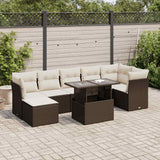 vidaXL 8-delige Loungeset met kussens poly rattan zwart