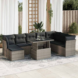vidaXL 9-delige Loungeset met kussens poly rattan zwart