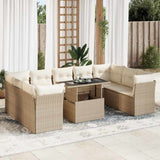vidaXL 10-delige Loungeset met kussens poly rattan zwart