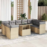 vidaXL 10-delige Loungeset met kussens poly rattan zwart