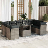 vidaXL 10-delige Loungeset met kussens poly rattan zwart