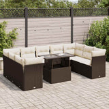 vidaXL 10-delige Loungeset met kussens poly rattan zwart