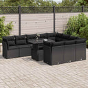 vidaXL 11-Piece Lounge Set with Cushions Poly Rattan Black