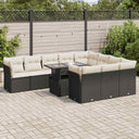 vidaXL 11-Piece Lounge Set with Cushions Poly Rattan Black