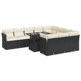 vidaXL 11-Piece Lounge Set with Cushions Poly Rattan Black