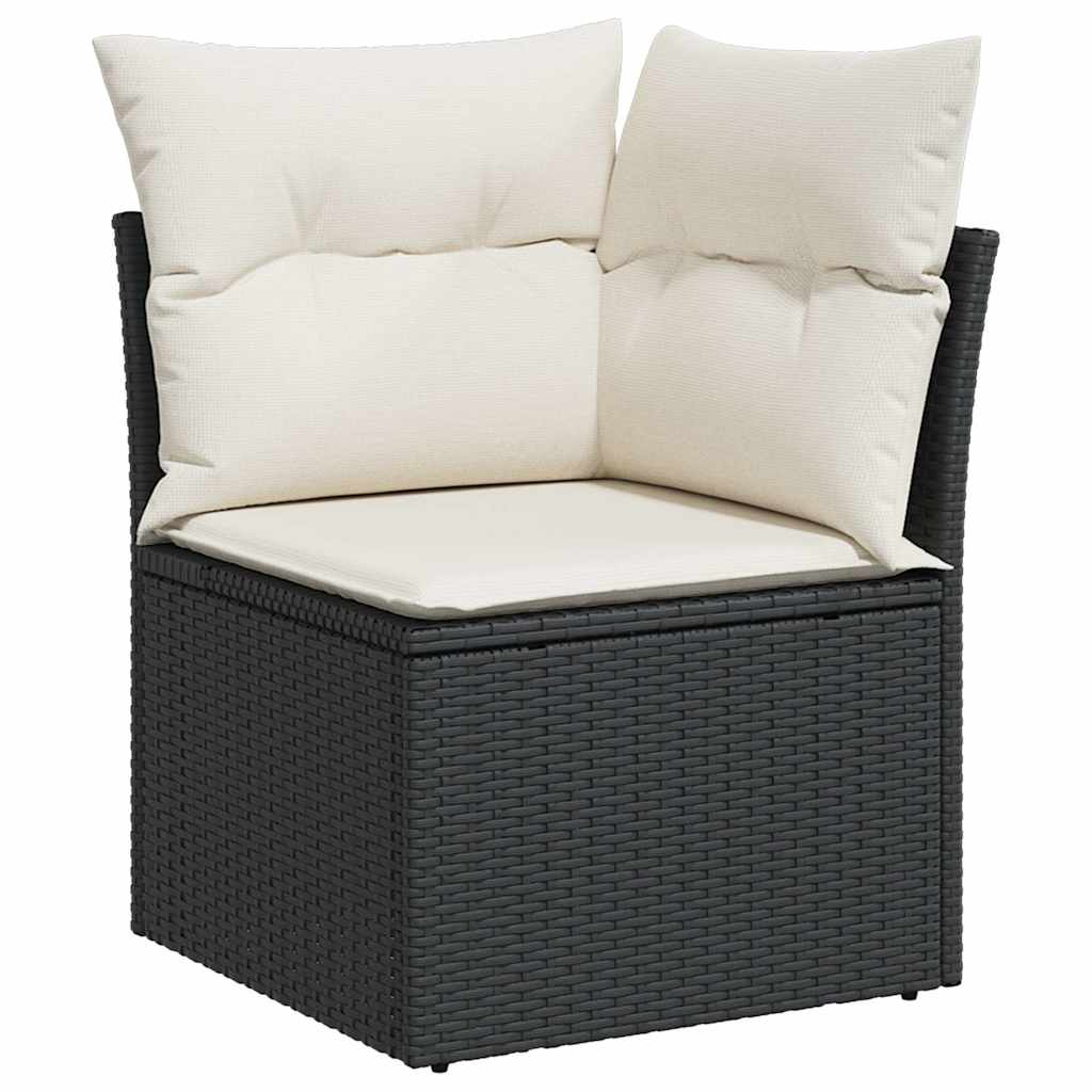 vidaXL 11-Piece Lounge Set with Cushions Poly Rattan Black