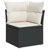 vidaXL 11-Piece Lounge Set with Cushions Poly Rattan Black