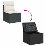 vidaXL 11-Piece Lounge Set with Cushions Poly Rattan Black