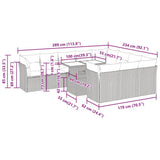 vidaXL 11-delige Loungeset met kussens poly rattan acacia grijs