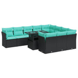vidaXL 11-delige Loungeset met kussens poly rattan acacia grijs