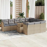 vidaXL 11-Piece Lounge Set with Cushions Poly Rattan Black