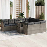 vidaXL 11-Piece Lounge Set with Cushions Poly Rattan Black
