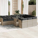 vidaXL 11-Piece Lounge Set with Cushions Poly Rattan Black