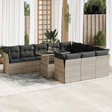 vidaXL 11-Piece Lounge Set with Cushions Poly Rattan Black
