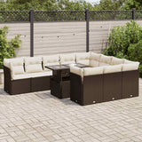 vidaXL 11-Piece Lounge Set with Cushions Poly Rattan Black
