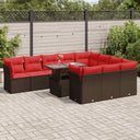 vidaXL 11-delige Loungeset met kussens poly rattan acacia grijs